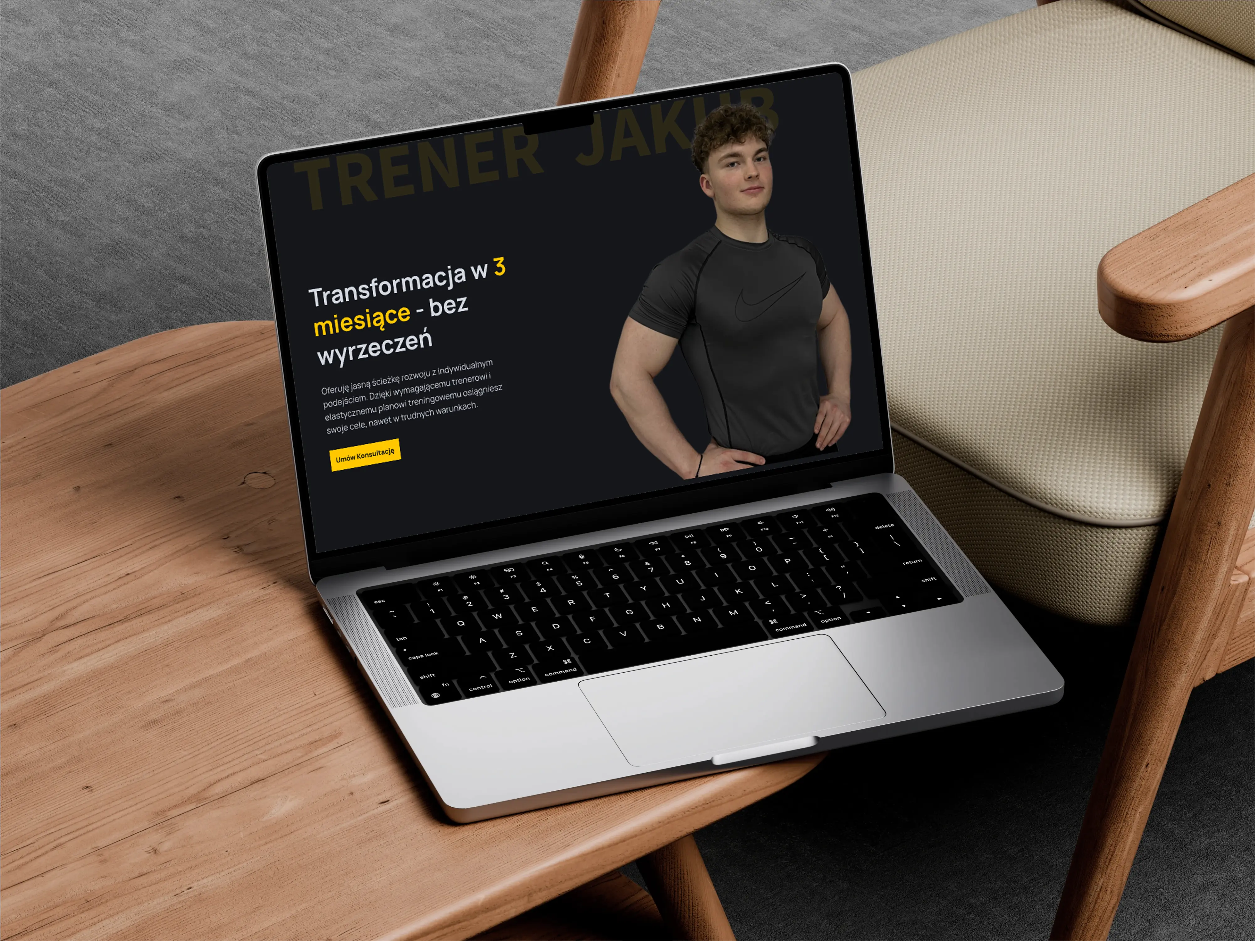 Mockup strony internetowej na laptopie